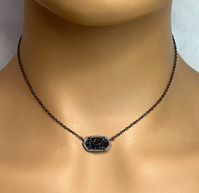 Ожерелье KENDRA SCOTT Elisa овальная подвеска черное темно-серое цепочка женское - Изображение 1 из 4