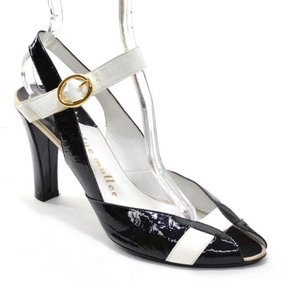 Женские туфли-лодочки Bettye Muller с открытым носком 40/9,5 черно-белые лакированные туфли - Изображение 1 из 4