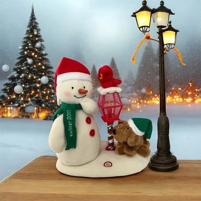 Hallmark Праздник 2013 Анимированный Снеговик Собака Кардинал Освещенный Музыкальный Декор РАБОТАЕТ - Изображение 1 из 3