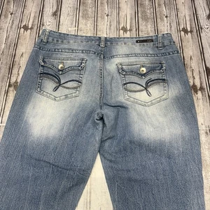 L.E.I Jeans Junior 15 lang blau Medium Wash "Ashley Lowrise Boot" Stickerei - Bild 1 von 10