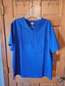 Dickies Men's V-Neck Scrub Top EDS Essentials, Large Royal Blue New - Picture 1 of 9