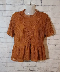 Francesca's Sandy & Sid Burnt Orange Spitze Schößchen Top - Bild 1 von 5