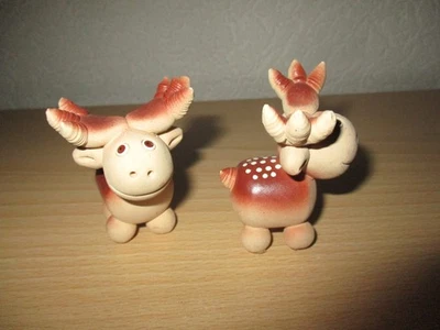 2 kleine Elche, ca. 6 cm hoch. - Bild 1 von 4