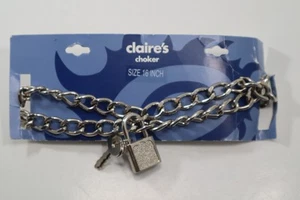 MTOP double chain key lock 16" punk Choker Necklace Claire's Jewelry - Picture 1 of 4