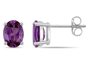 3.30 Carat (ctw) Lab-Created Alexandrite Solitaire Earrings in 14K White Gold - Picture 1 of 4