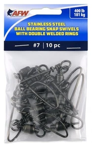 Stainless Steel Ball Bearing Snap Swivels with Double Welded Rings, Size #7, ... - Picture 1 of 6