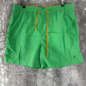 Polo Ralph Lauren Size M Drawstring Swim Trunks Green Shorts Flat Front - Picture 1 of 9