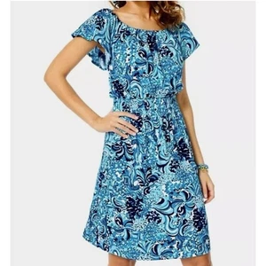 Vestido Lilly Pulitzer Clarette Manga Acampanada Resort Blanco Mermazing Mediano Nuevo sin Etiquetas - Imagen 1 de 7