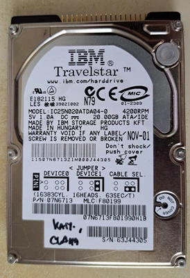 2,5" ATA/IDE HDD - IBM Travelstar IC25N020ATDA04 - 20GB - Bild 1 von 3