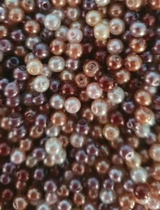 50 x 4mm MIXED COLOUR GLASS FAUX PEARL BEADS - CHOCOLATE, BROWN & CREAM MIX - Picture 1 of 1