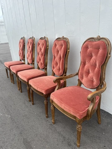 Set Of 5 Vintage Thomasville Tufted Velvet Dining Room Chairs FREE SHIPPING Cover