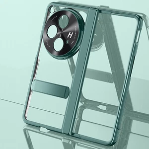 Für OnePlus Open Plating Clear Stand Case mit Scharnierschutz + Displayschutzfolie - Bild 1 von 15