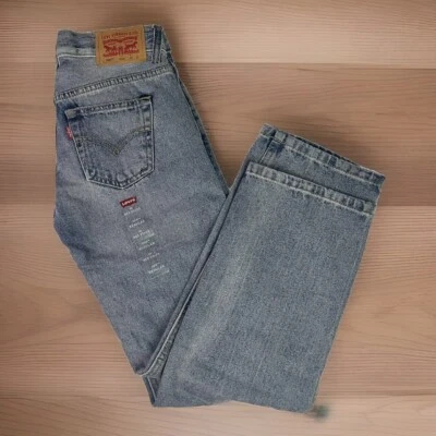Levis 505 牛仔裤男孩 10 Reg 蓝色直筒可调腰围 25x25 — 第 1/4 张图片