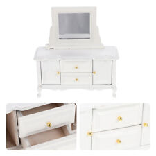 1:12 Dollhouse Dressing Table with Mini Mirror and Drawers