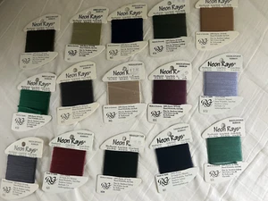 Lot of 15 Assorted Neon Rays Fiber 10 Yd Needlepoint Thread Rainbow - Picture 1 of 7