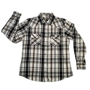 Mens Pearl Snap Shirt Plaid Casual  Western Wear Long Sleeve Reclaim Brand Sz L - Picture 1 of 11