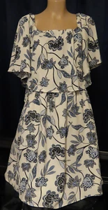 PIPER BABY DOLL WHITE/BLUE FLORAL MIDI SUMMER DRESS w DRAPE, SIZE 16, NWT - Picture 1 of 5