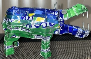 HIPPO COLLECT HAND CRAFTED FROM SPRITE CANS 6” X 3.5” UNIQUE GIFT ONE OF A KIND - Picture 1 of 5