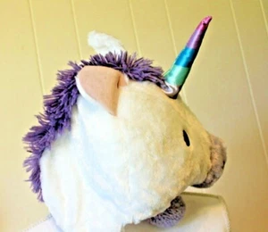 Unicorn Plush Dangle Hat O /S White Purple Pink Rainbow Costumes Winter Beanie - Picture 1 of 5