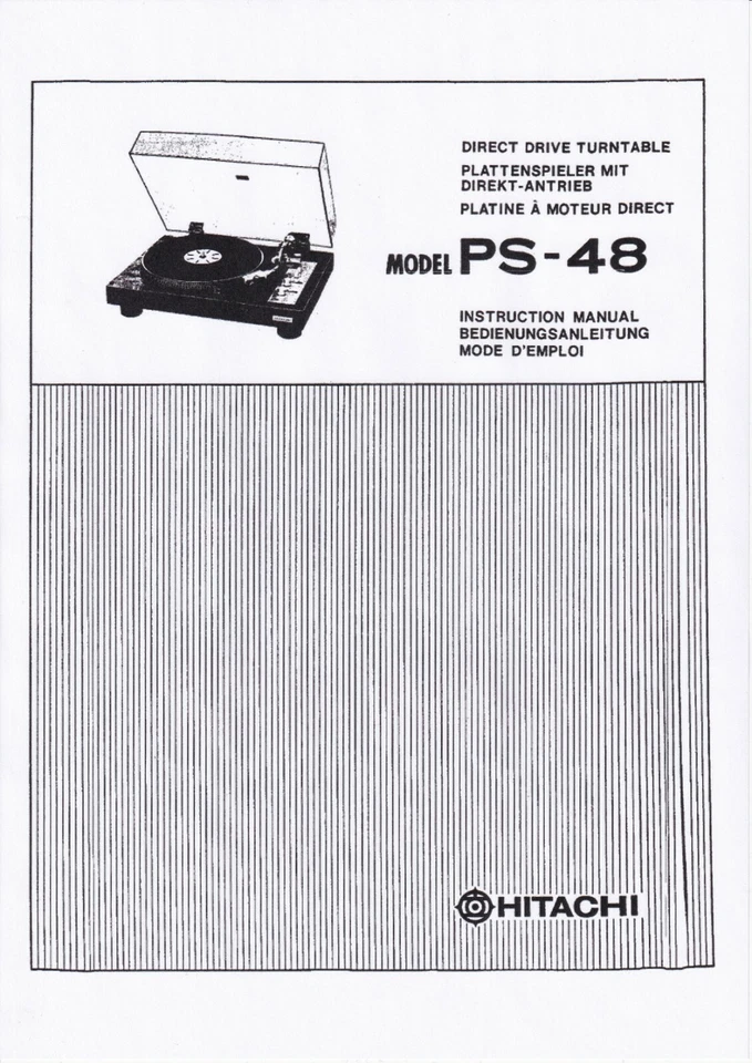Manuale Di Istruzioni Per Hitachi PS-48 - Immagine 1 di 1