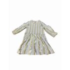 Crewcuts J Crew Toddler White  Metallic Smocked Striped Long Sleeve Dress SZ 2