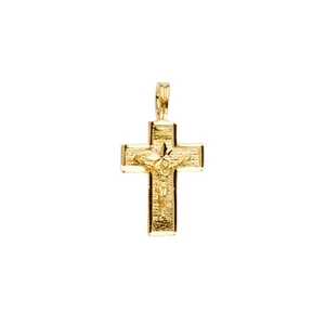 14K Yellow Gold Crucifix Cross Religious Charm Pendant For Necklace or Chain - Picture 1 of 4