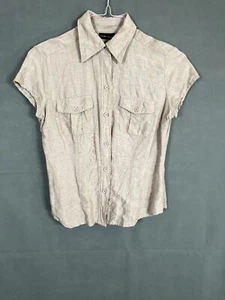 New York Company Kids Shirt Cap Sleeve Button Up Khaki Brown Size S - Picture 1 of 5