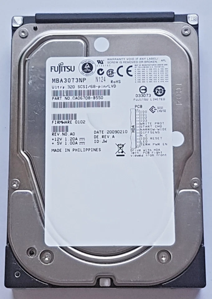 73 GB Fujitsu MBA3073NP 10K RPM Ultra 320 SCSI 68pin 16MB HDD 3.5 " Hard Drive - Image 1 of 1
