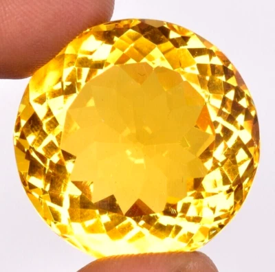 72.5 CT Large Yellow Citrine Round Faceted Cut Loose Gemstone Gift for Women/Her - Image 1 of 4