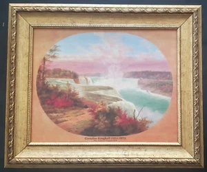 CORNELIUS KRIEGHOFF CANADA 1858 ARTIST NIAGARA FALLS FRAMED PAINTING PRINT COA - Picture 1 of 4