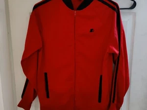 Boys 14/16. XL  Full Zipper Long Sleeve STARTER Athletic JACKET RED BLACK Fall - Picture 1 of 2