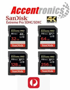 SD Card SanDisk Extreme Pro SDHC SDXC 32GB 64GB 128GB 256GB UHS-I 4K 170MB/s - Picture 1 of 14