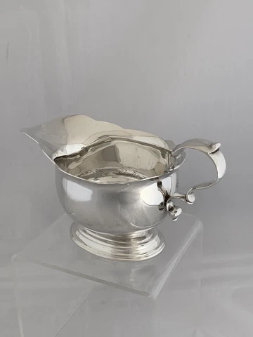 Sterling Silver Sauceboat 1916 London CRICHTON BROS Rare Small Size ANTIQUE Cover