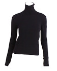 CHANEL 02A Black Cashmere Knit & Logo Buttons Turtleneck Sweater 38