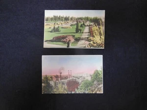 Two c 1928 Spokane WA Hand Colored Postcards- Bird's Eye View & Sunken Garden - Picture 1 of 7