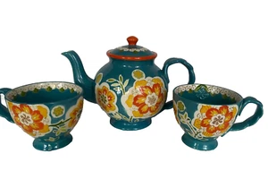 “GRACE” Teaware Colorful Modern Tea Pot and (2) Large Mugs - Picture 1 of 22