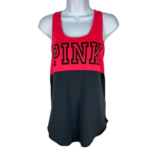 Victorias Secret Pink Racerback Tank Top Size Small Black & Pink 100% Polyester - Picture 1 of 4