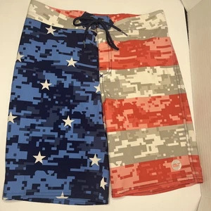 Vineyard Vines Swim Board Trunks Boy’s Medium 12-14 Whale American Red Blue - Picture 1 of 7
