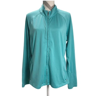 Cutter & Buck XL Teal Full Zip Golf Jacket DryTec 50+ UPF Sun Protection Womens - Image 1 of 4