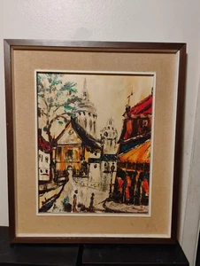 Vtg 1972 French Impressionist Oil Painting Paris France Montmartre Sacre Coeur - Picture 1 of 24