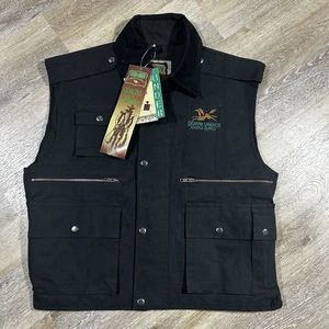 Nuevo con etiquetas Chaleco de piel aceitosa Down Under Saddle Supply para hombre pequeño negro bolsillos utilitarios - Imagen 1 de 16