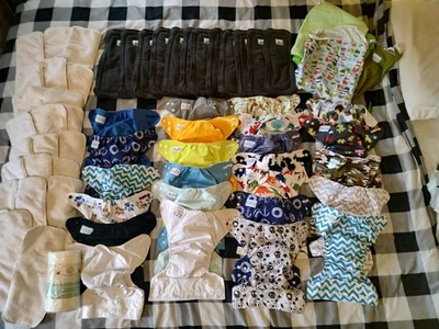Pañales de tela usados con inserciones, bolsa húmeda y forros Foto 1 de 4