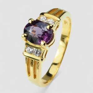BURMA PURPLE SPINEL OVAL 0.75CT 925 STERLING SILVER HANDMADE FINE JEWELRY RINGS - Picture 1 of 9