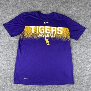 Nike Dri-Fit LSU Tigers Baseball T-Shirt Men’s Large Purple Graphic Athletic Tee - Picture 1 of 9