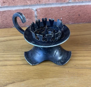 rustic gothic candlestick holder black metal industrial design Pillar candle - Picture 1 of 14