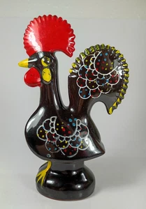 Vintage Rooster Red Clay Salt Shaker Red Yellow, Black, Hand Painted. 6" Tall. - Picture 1 of 9