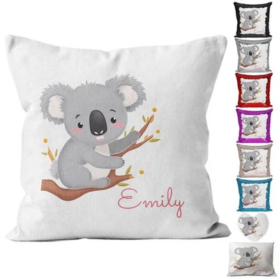 Personalised Koala Cushion Sequin Cushion Pillow Printed Birthday Gift 11 - Image 1 of 4
