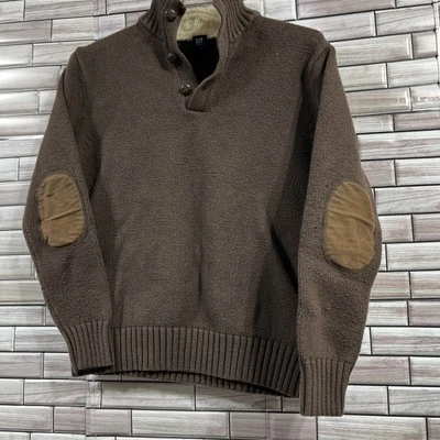 Y2K Gap boys XL sweater brown Wool blend tight heavy Knit Henley high neck VTG - Image 1 of 4