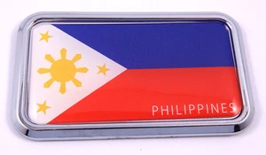 Philippine Philippine rectanguglar Chrome Emblem Car Decal Sticker 3" x 1.75" - Imagen 1 de 2
