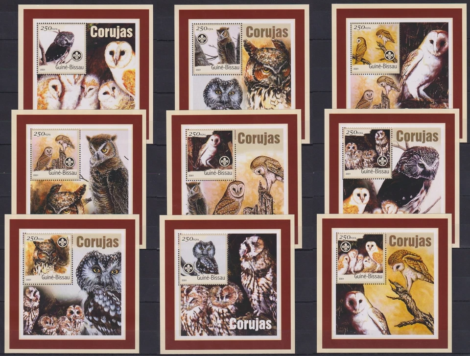 ST34Pd. Guinea-Bissau - MNH - Birds - Owls II - 2001 - Deluxe - Image 1 of 1